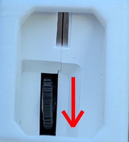 Scroll wheel rocked downward